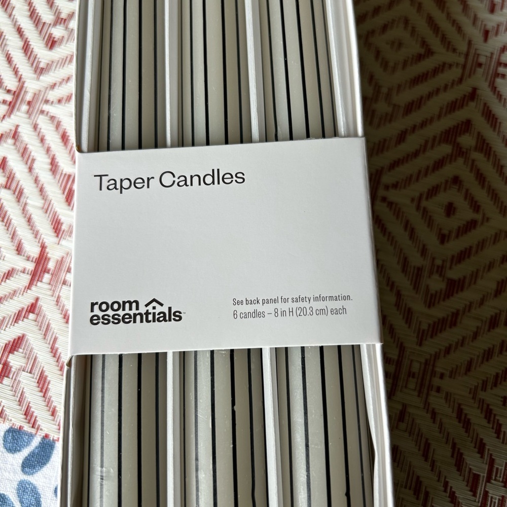 Room Essentials Striped Taper Candles - White with Black Stripes - Picture 2 of 2